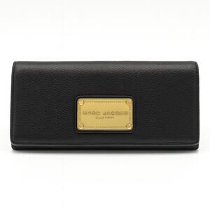 MARC JACOBS Leather Long Flat Wallet Gold Plaque $195